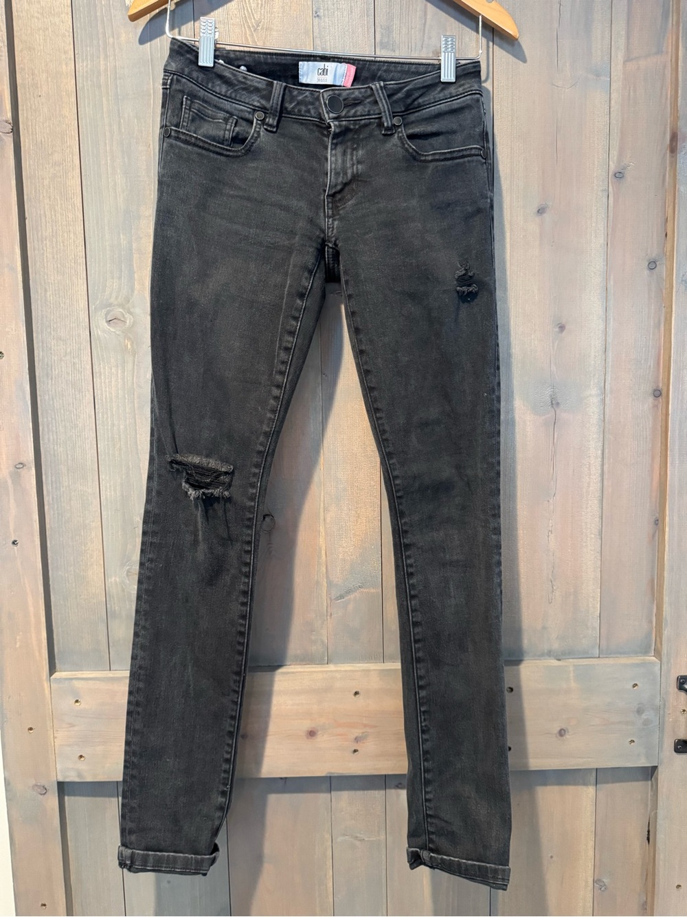 CAbi Black Distressed Skinny Jeans